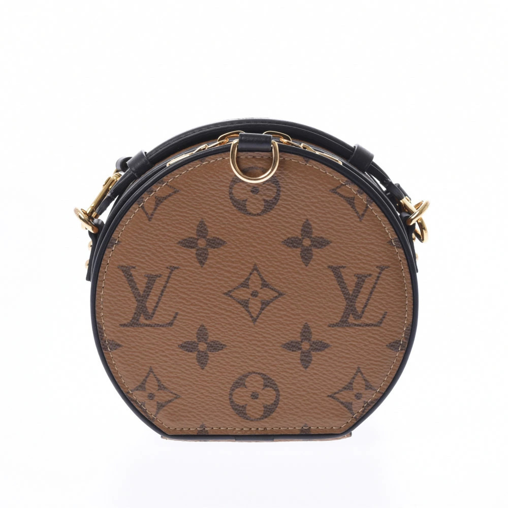 LOUIS VUITTON Monogram Reverse Boite Chapeau Shoulder Bag Camel Brown Tan Black